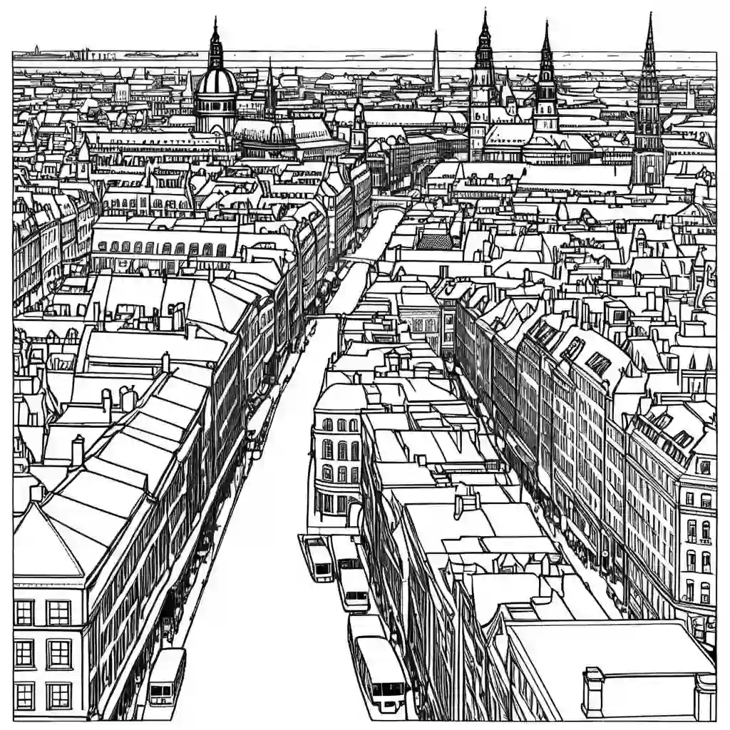 Copenhagen Cityscape coloring pages